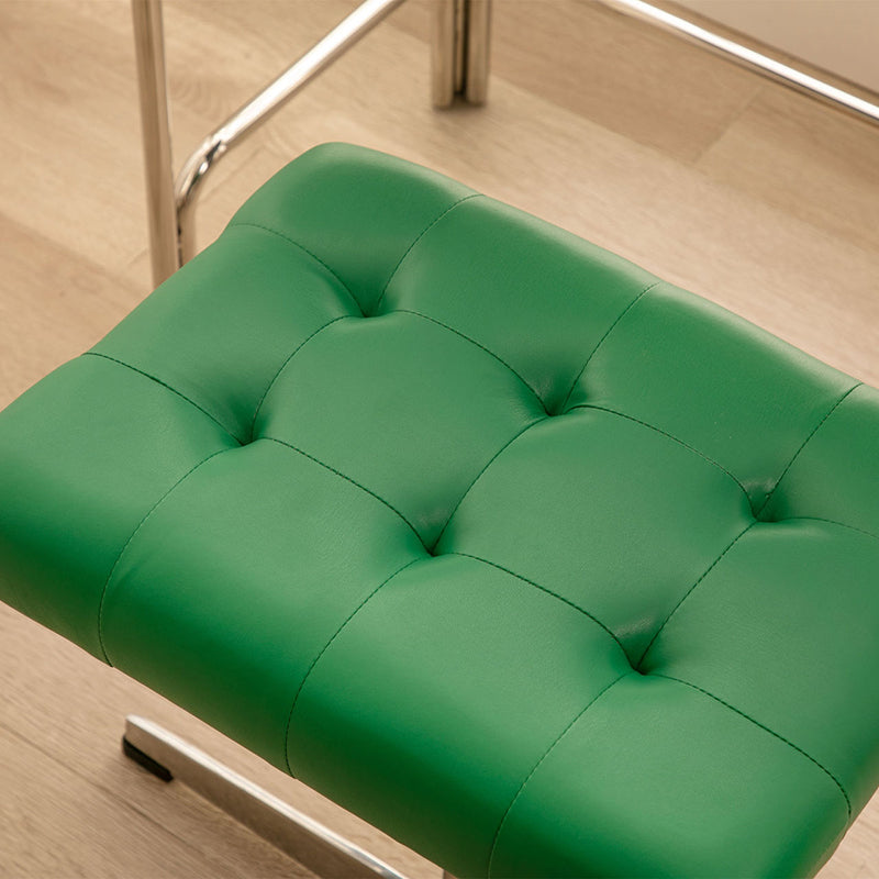 Traditional European Rectangular PU Leather Stainless Steel Aluminum Vanity Stool For Bedroom