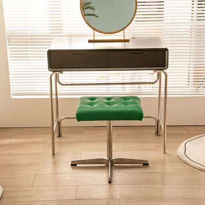 Traditional European Rectangular PU Leather Stainless Steel Aluminum Vanity Stool For Bedroom