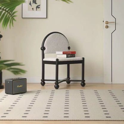Traditional Vintage Semicircular Back Solid Wood Lambswool Vanity Stool Backrest For Bedroom