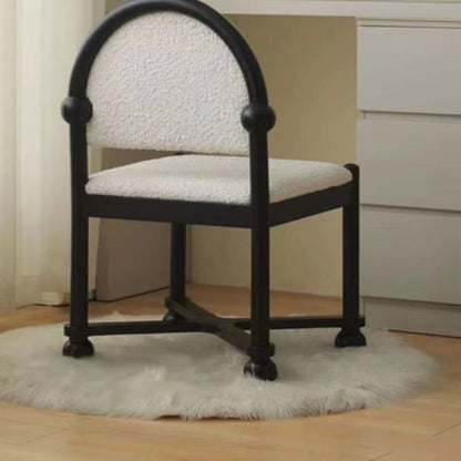 Traditional Vintage Semicircular Back Solid Wood Lambswool Vanity Stool Backrest For Bedroom