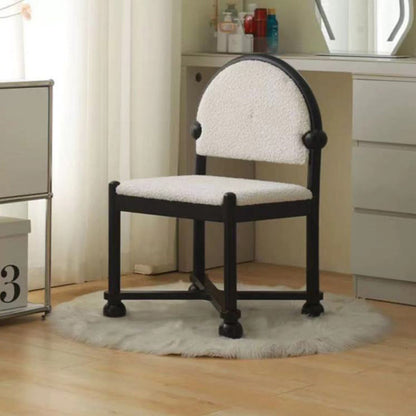 Traditional Vintage Semicircular Back Solid Wood Lambswool Vanity Stool Backrest For Bedroom