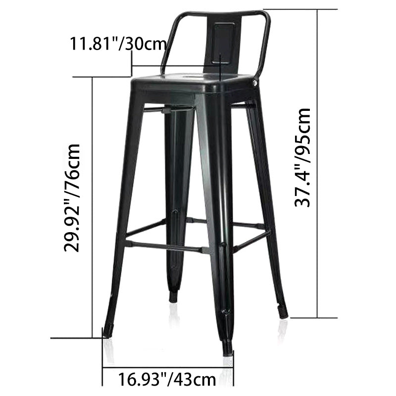 Contemporary Industrial Square Iron Bar Stool Backrest For Dining Room
