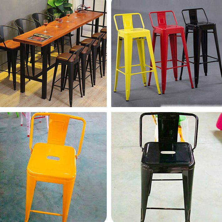 Contemporary Industrial Square Iron Bar Stool Backrest For Dining Room