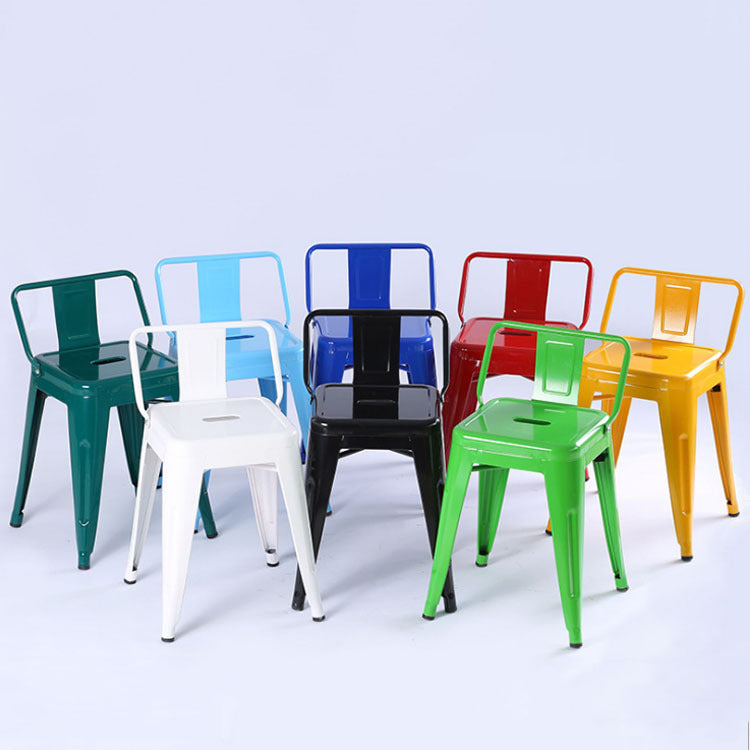 Contemporary Industrial Square Iron Bar Stool Backrest For Dining Room