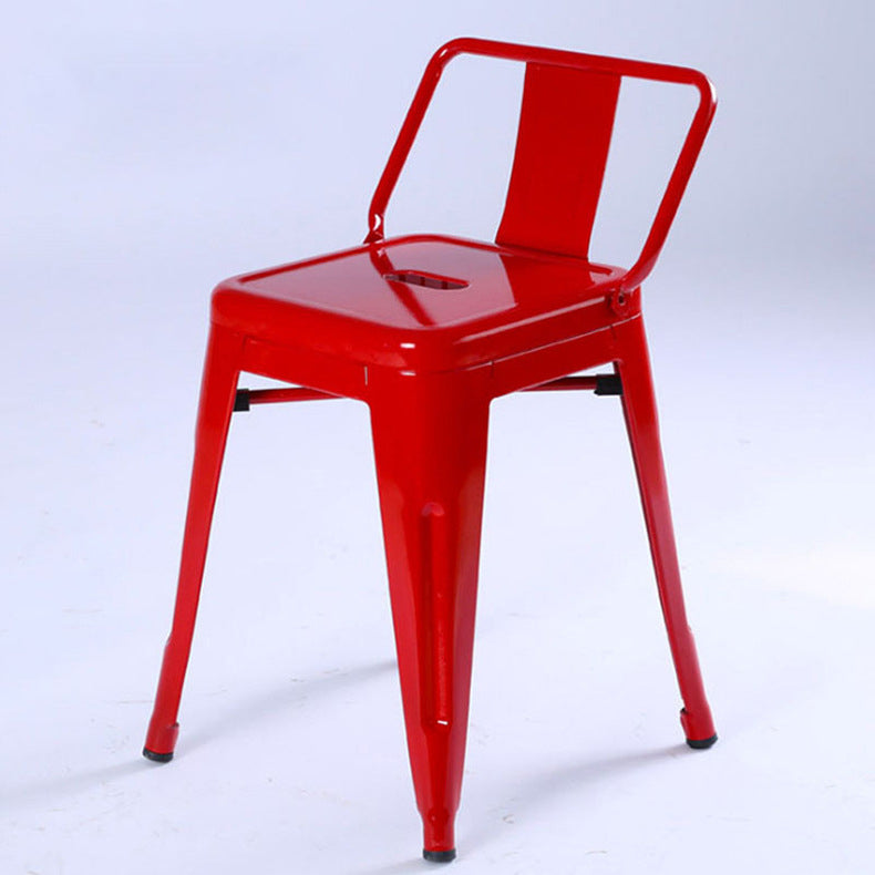 Contemporary Industrial Square Iron Bar Stool Backrest For Dining Room