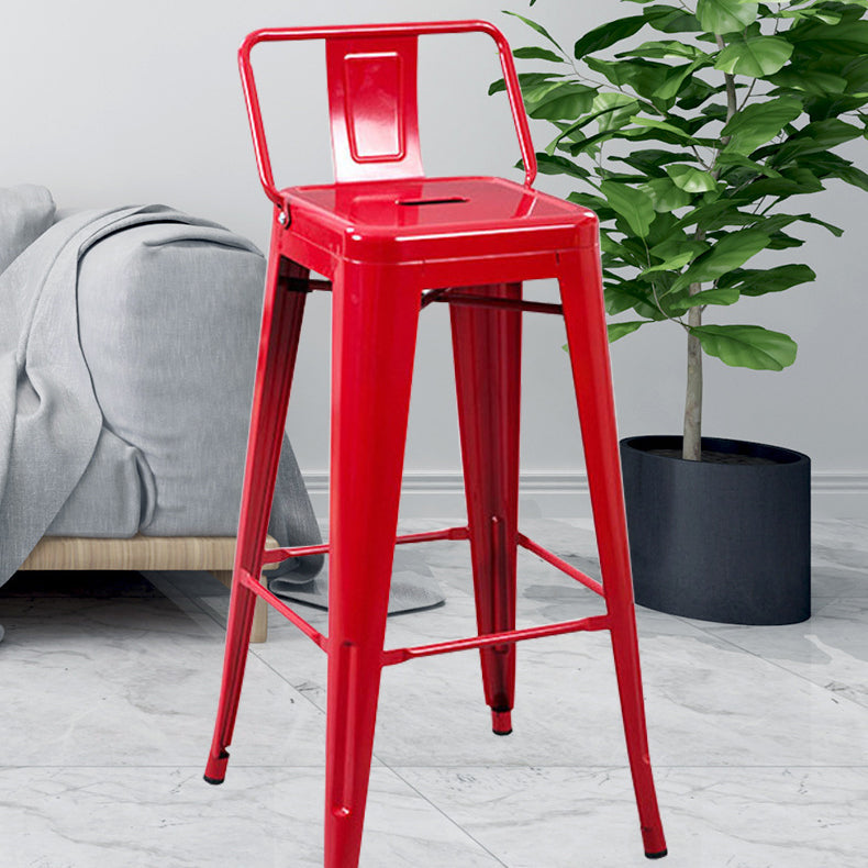 Contemporary Industrial Square Iron Bar Stool Backrest For Dining Room