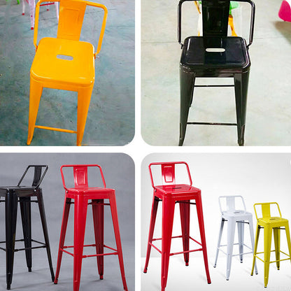 Contemporary Industrial Square Iron Bar Stool Backrest For Dining Room