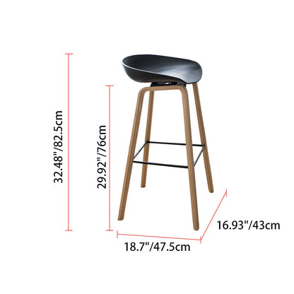 Contemporary Scandinavian Oval PP Solid Wood Bar Stool Backrest For Dining Room