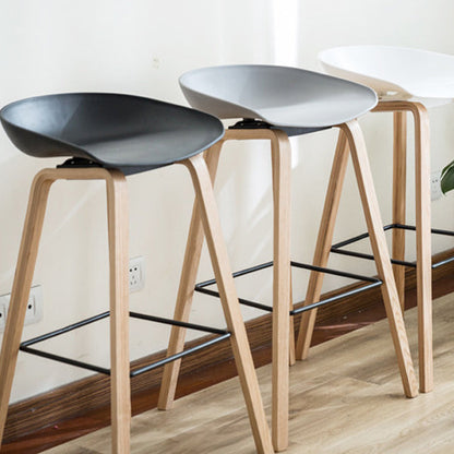 Contemporary Scandinavian Oval PP Solid Wood Bar Stool Backrest For Dining Room