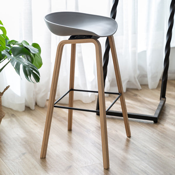 Contemporary Scandinavian Oval PP Solid Wood Bar Stool Backrest For Dining Room
