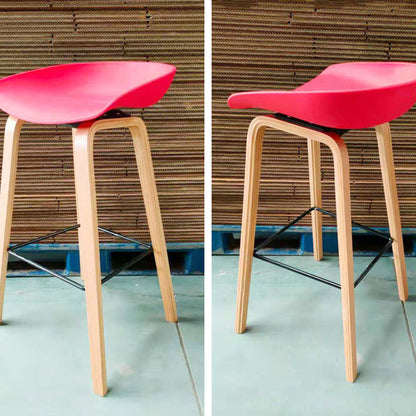 Contemporary Scandinavian Oval PP Solid Wood Bar Stool Backrest For Dining Room