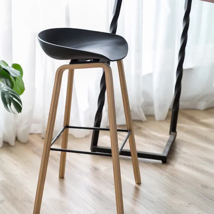 Contemporary Scandinavian Oval PP Solid Wood Bar Stool Backrest For Dining Room