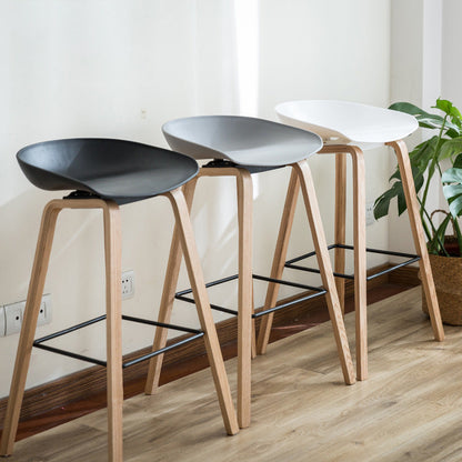 Contemporary Scandinavian Oval PP Solid Wood Bar Stool Backrest For Dining Room