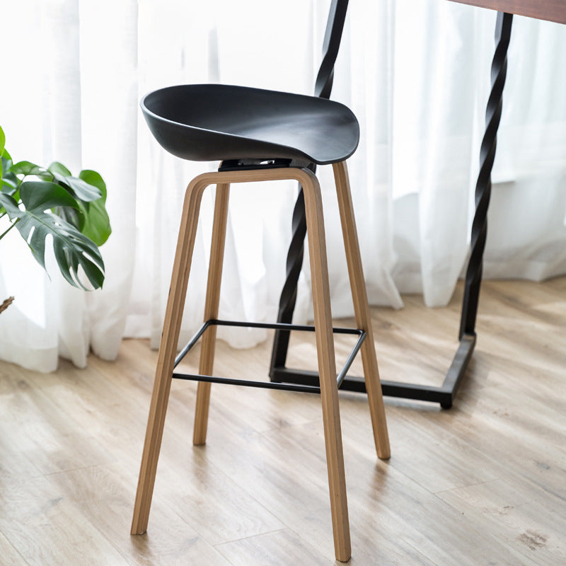 Contemporary Scandinavian Oval PP Solid Wood Bar Stool Backrest For Dining Room