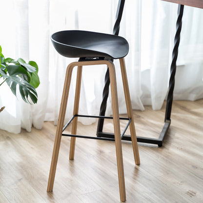 Contemporary Scandinavian Oval PP Solid Wood Bar Stool Backrest For Dining Room