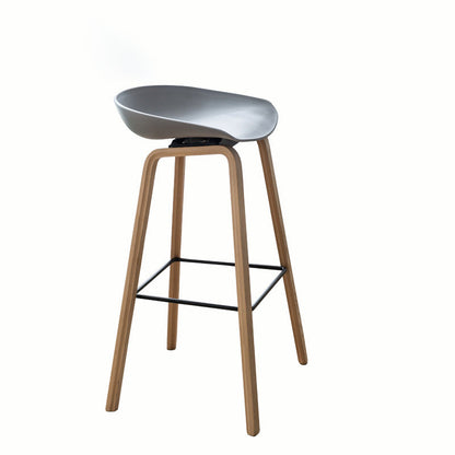 Contemporary Scandinavian Oval PP Solid Wood Bar Stool Backrest For Dining Room