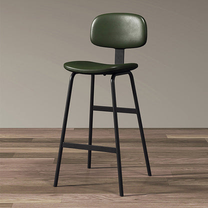 Contemporary Industrial Square Oiled Wax Leather Iron Bar Stool Backrest For Dining Room