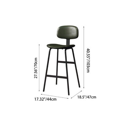 Contemporary Industrial Square Oiled Wax Leather Iron Bar Stool Backrest For Dining Room
