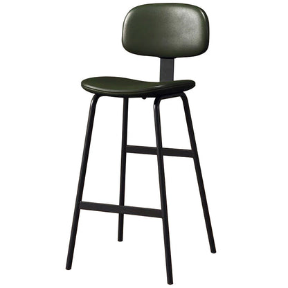 Contemporary Industrial Square Oiled Wax Leather Iron Bar Stool Backrest For Dining Room