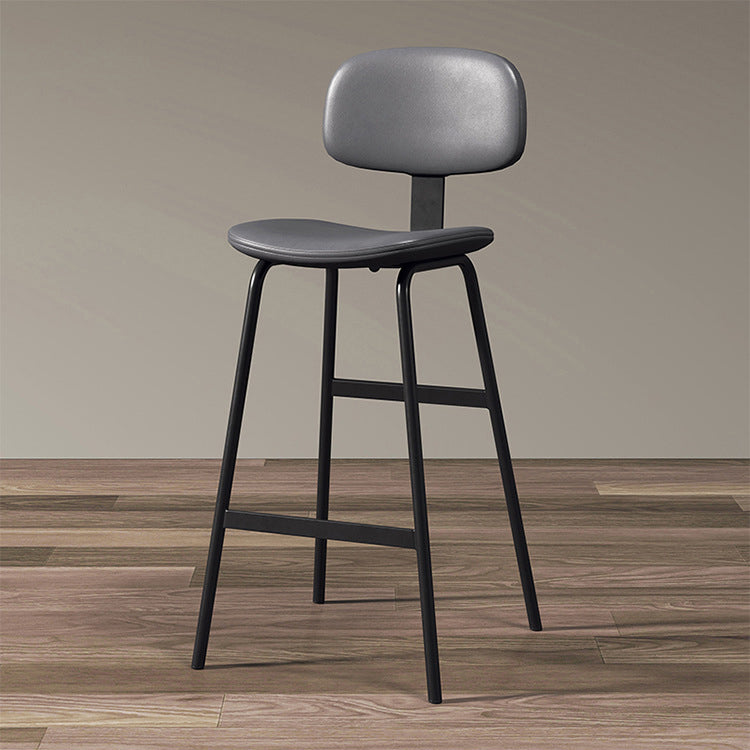 Contemporary Industrial Square Oiled Wax Leather Iron Bar Stool Backrest For Dining Room