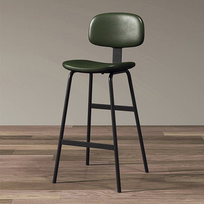 Contemporary Industrial Square Oiled Wax Leather Iron Bar Stool Backrest For Dining Room