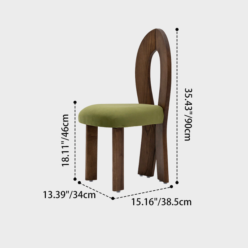 Contemporary Retro Trapezoid Solid Wood Velvet Dining Chair Backrest For Dining Room