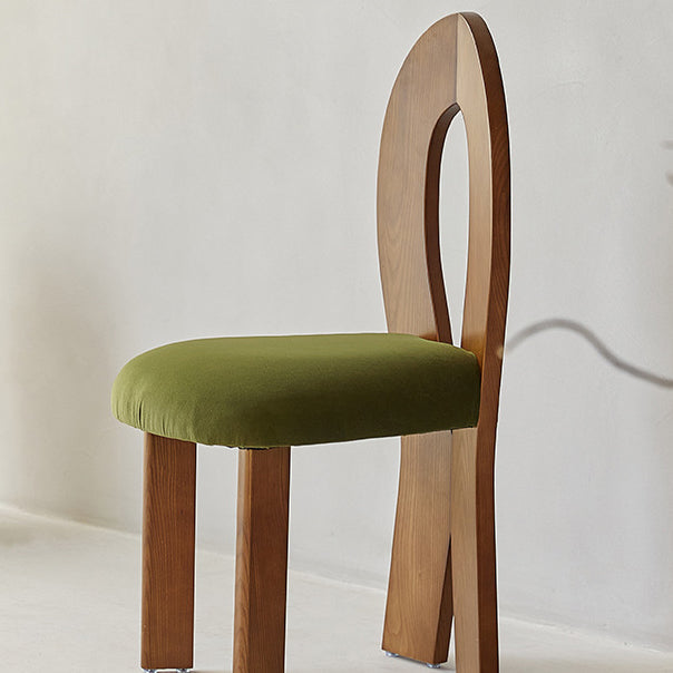 Contemporary Retro Trapezoid Solid Wood Velvet Dining Chair Backrest For Dining Room