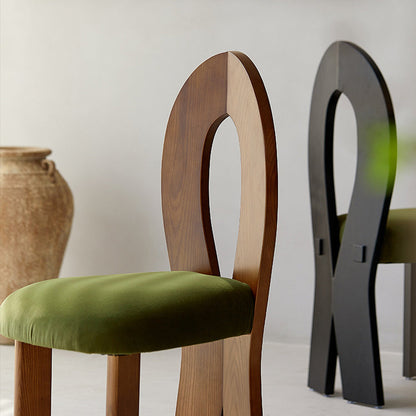 Contemporary Retro Trapezoid Solid Wood Velvet Dining Chair Backrest For Dining Room