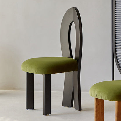 Contemporary Retro Trapezoid Solid Wood Velvet Dining Chair Backrest For Dining Room