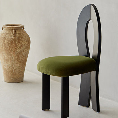 Contemporary Retro Trapezoid Solid Wood Velvet Dining Chair Backrest For Dining Room