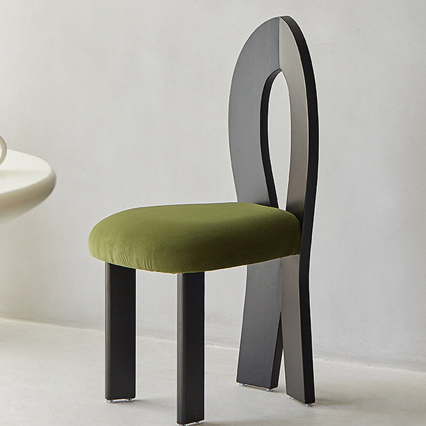 Contemporary Retro Trapezoid Solid Wood Velvet Dining Chair Backrest For Dining Room