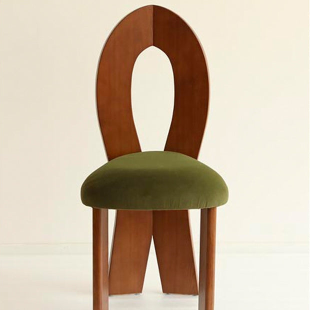 Contemporary Retro Trapezoid Solid Wood Velvet Dining Chair Backrest For Dining Room