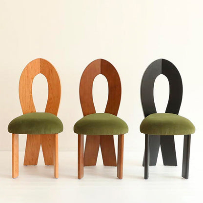 Contemporary Retro Trapezoid Solid Wood Velvet Dining Chair Backrest For Dining Room