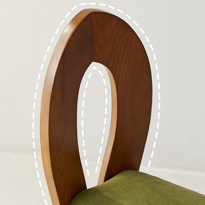Contemporary Retro Trapezoid Solid Wood Velvet Dining Chair Backrest For Dining Room