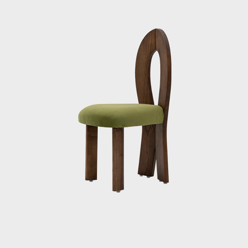 Contemporary Retro Trapezoid Solid Wood Velvet Dining Chair Backrest For Dining Room