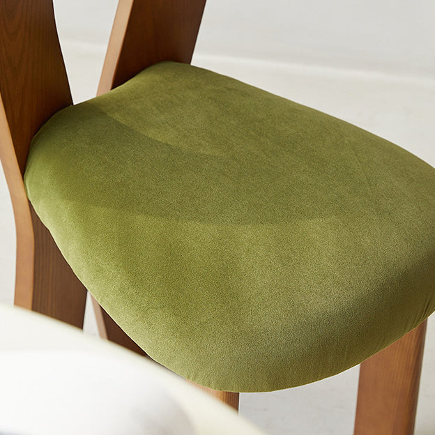 Contemporary Retro Trapezoid Solid Wood Velvet Dining Chair Backrest For Dining Room