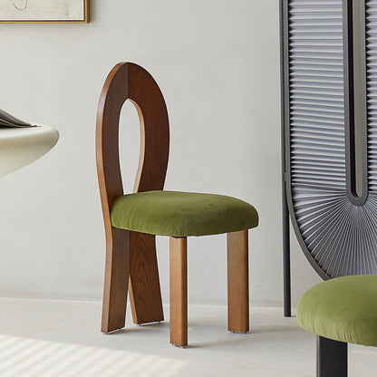 Contemporary Retro Trapezoid Solid Wood Velvet Dining Chair Backrest For Dining Room