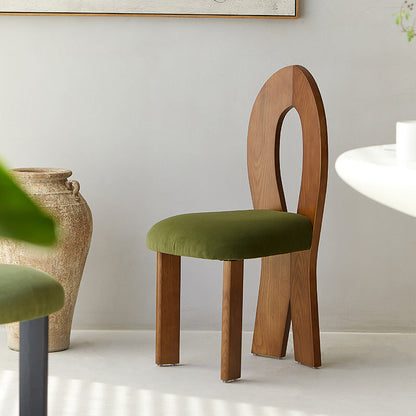 Contemporary Retro Trapezoid Solid Wood Velvet Dining Chair Backrest For Dining Room