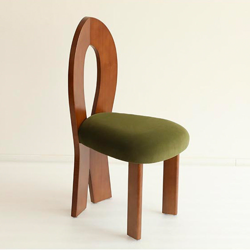 Contemporary Retro Trapezoid Solid Wood Velvet Dining Chair Backrest For Dining Room