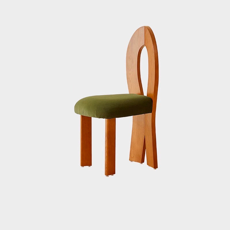 Contemporary Retro Trapezoid Solid Wood Velvet Dining Chair Backrest For Dining Room