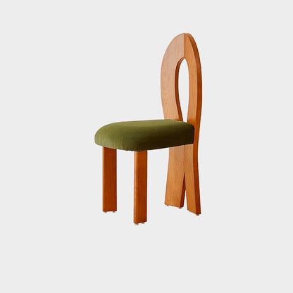 Contemporary Retro Trapezoid Solid Wood Velvet Dining Chair Backrest For Dining Room
