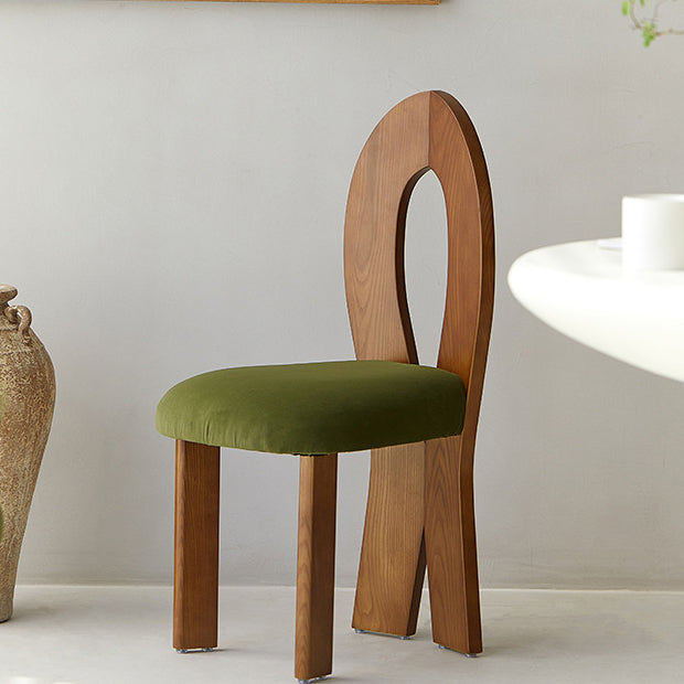 Contemporary Retro Trapezoid Solid Wood Velvet Dining Chair Backrest For Dining Room