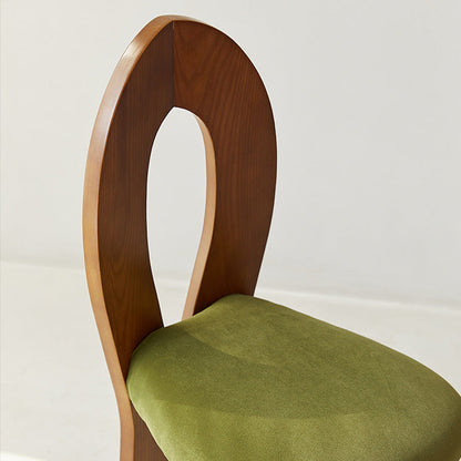 Contemporary Retro Trapezoid Solid Wood Velvet Dining Chair Backrest For Dining Room