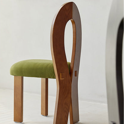 Contemporary Retro Trapezoid Solid Wood Velvet Dining Chair Backrest For Dining Room
