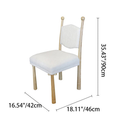 Contemporary Scandinavian Square Cushion Solid Wood Lambswool Dining Chair Backrest For Dining Room