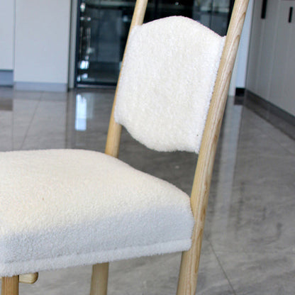 Contemporary Scandinavian Square Cushion Solid Wood Lambswool Dining Chair Backrest For Dining Room
