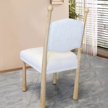 Contemporary Scandinavian Square Cushion Solid Wood Lambswool Dining Chair Backrest For Dining Room
