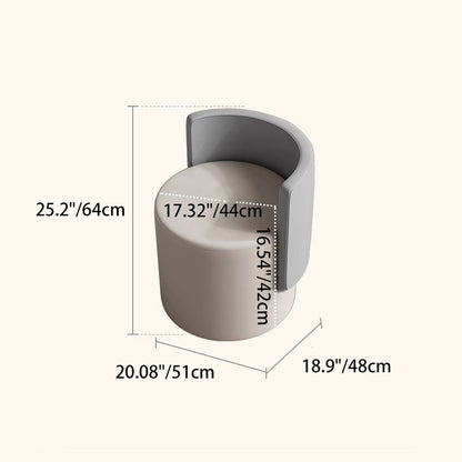 Contemporary Nordic Cylinder Microfiber Leather Aluminum Wood Vanity Stool Backrest For Bedroom