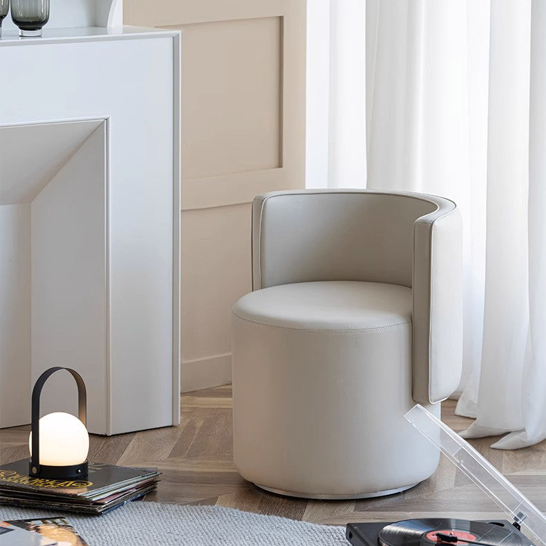 Contemporary Nordic Cylinder Microfiber Leather Aluminum Wood Vanity Stool Backrest For Bedroom