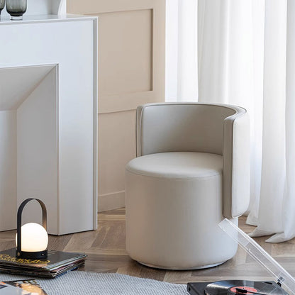 Contemporary Nordic Cylinder Microfiber Leather Aluminum Wood Vanity Stool Backrest For Bedroom